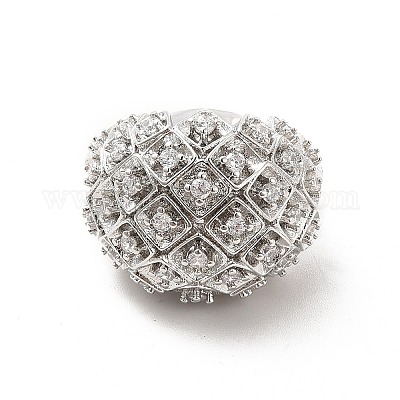 Кольцо-манжета с круглым куполом из прозрачного циркония RJEW-C055-04P-1