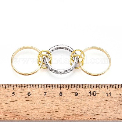 Латунные микро проложить пальцев кольца кубического циркония RJEW-D325-01PG-05-1