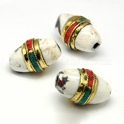 Handmade Tibetan Style Beads TIBEB-K023-17-1