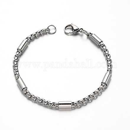 Bracelets à chaînes carrées en 304 acier inoxydable BJEW-M125-01P-1