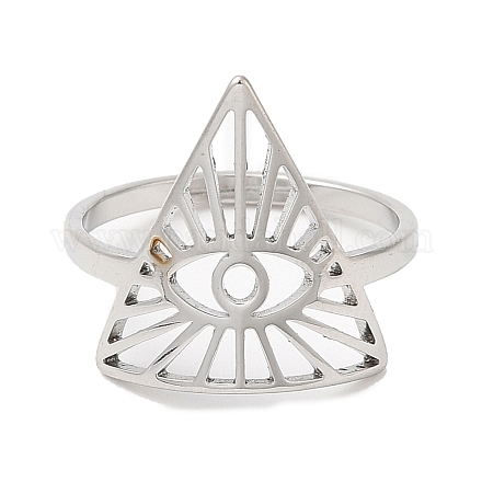 304 anillo ajustable triángulo de acero inoxidable con ojo de caballo para mujer RJEW-M149-10P-1