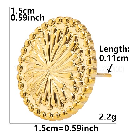 Плоские круглые женские серьги-гвоздики из нержавеющей стали US2869-4-1