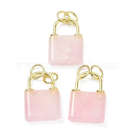 Colgantes naturales de cuarzo rosa G-P453-01G-F-RS-1