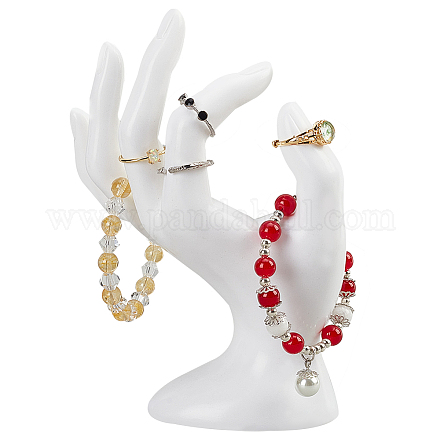Soportes de exhibición de joyería de mano de maniquí de plástico RDIS-WH0009-013B-1