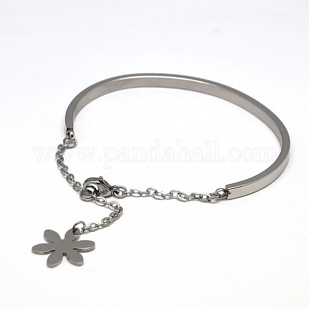 Fleurs 304 bracelets en acier inoxydable X-STAS-P035-05-1