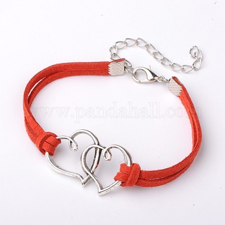 Bracelets en alliage à double lien coeur pour la Saint Valentin BJEW-JB01530-03-1