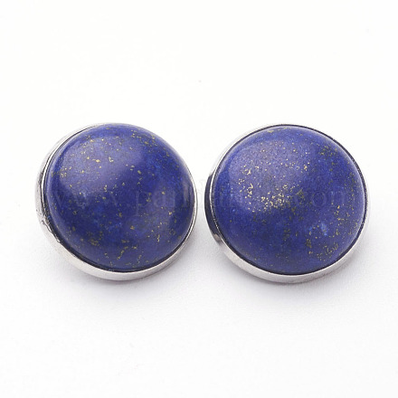 Natural Lapis Lazuli Brass Clip-on Earrings X-EJEW-A051-A008-1