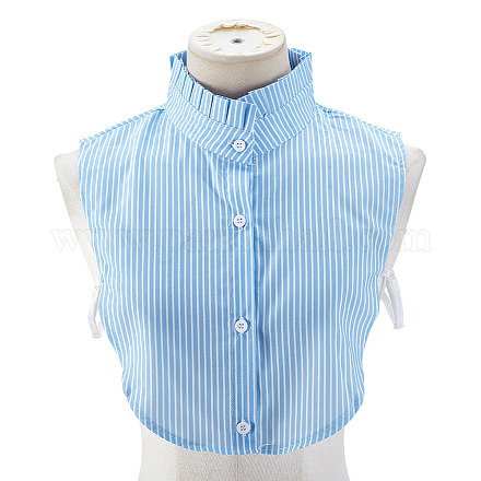 Съемные полиэстеровые женские рубашки в полоску с накладными воротниками AJEW-WH0314-864-1