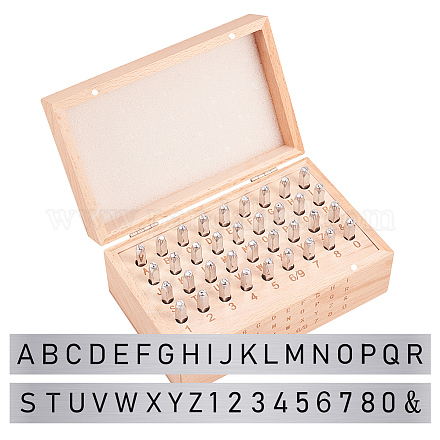 Benecreat 36 confezione di lettere e numeri di francobolli in metallo AJEW-BC0005-26P-1