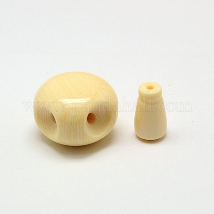 Imitation Amber Resin 3-Hole Guru Beads for Buddhist Jewelry Making RESI-A010A-C-03-1