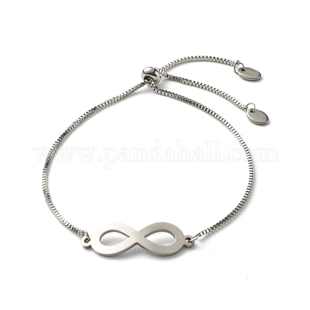 Bracelet coulissant réglable avec breloque symbole infini pour hommes femmes BJEW-JB06688-02-1