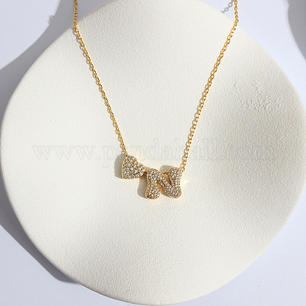 Ожерелья с подвеской в виде сердца из латуни с микропаве из прозрачного кубического циркония FS-WG89C2E-14-1