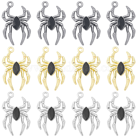 Sunnyclue 24pcs 3 couleurs pendentif araignée en verre blanc FIND-SC0006-47-1