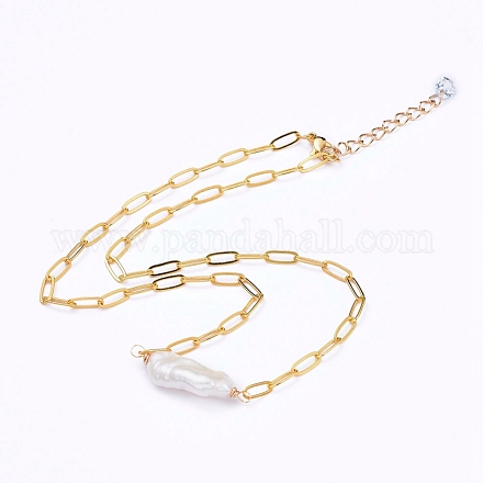Natürliche Keshi Perlen Anhänger Halsketten NJEW-JN02813-1