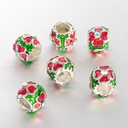 Silver Color Plated Alloy Enamel European Beads MPDL-E039-01S-1