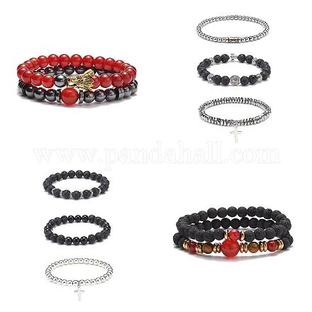Pandahall elite 4 sets 4 style ensemble de bracelets extensibles en pierres précieuses naturelles et synthétiques BJEW-PH0004-20-1