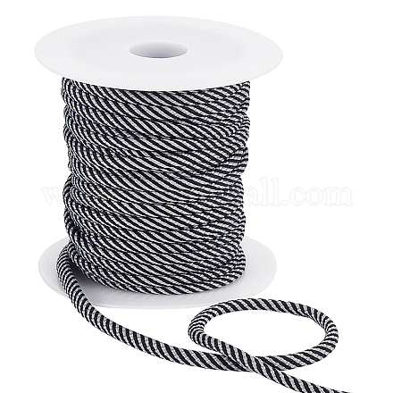 ベネクリート20ヤードのラウンドポリエステルコード  ねじれた丸いロープ  プラスチックスプール1個付き。  衣類用アクセサリー  ブラック  ライトグレー  5mm OCOR-BC0005-96D-1