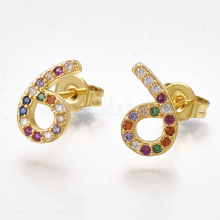 (Jewelry Parties Factory Sale)Brass Micro Pave Cubic Zirconia(Random Mixed Color) Ear Studs EJEW-S201-96-1