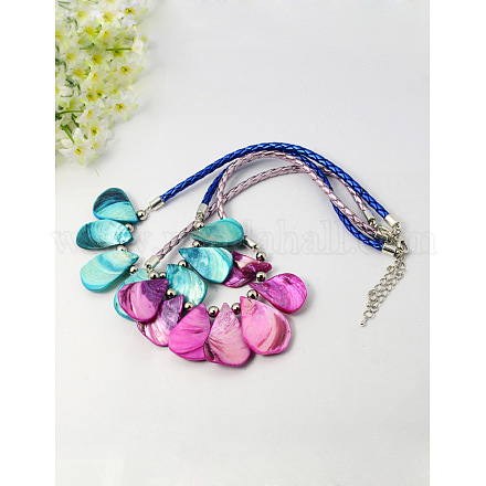 Fashion Freshwater Shell Beads Bib Statement Necklaces NJEW-PJN271-M-1