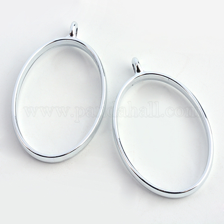 Pendentifs lunette arrière ovale en alliage plaqué rack PALLOY-S047-26D-FF-1