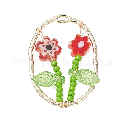 Подвески из стеклянного бисера и стекла миллефиори ручной работы PALLOY-MZ00901-05-1