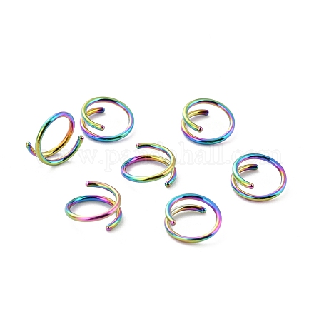 Rainbow Color Double Nose Ring for Single Piercing AJEW-C010-02M-01-1