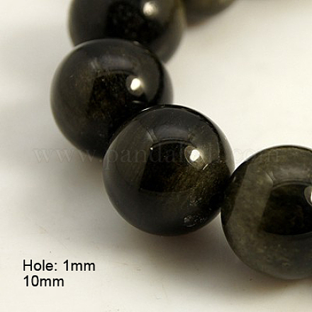 Natural Golden Sheen Obsidian Beads Strands G-D135-10mm-10-1