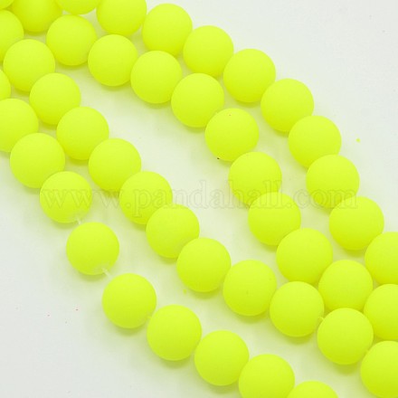 Rubber Style Neon Glass Round Beads X-DGLA-R024-16mm-1-1