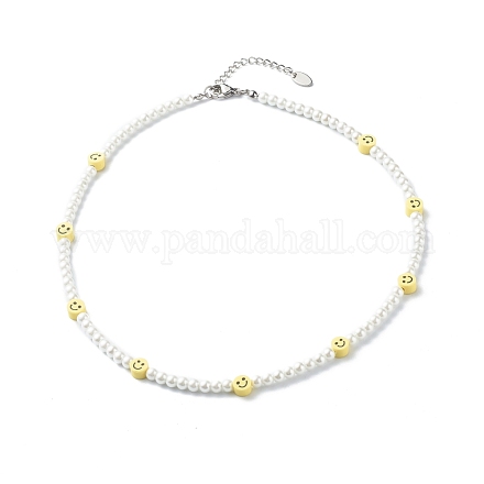Cuentas redondas de perlas de vidrio collares de cuentas para niños NJEW-JN03605-1