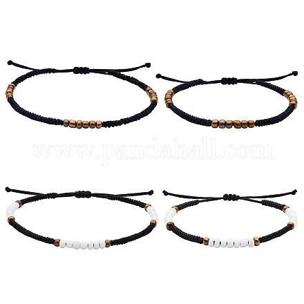 4pcs 4 bracelets et bracelets de cheville en perles de verre tressées de style SJEW-SW00003-01-1