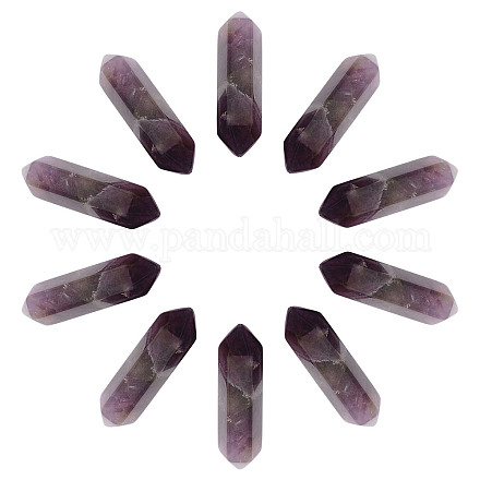 SUNNYCLUE 1 Box 10Pcs Amethyst Crystal Points Hexagonal Quartz Healing Chakra Faceted Gemstone Pointed Bullet Stones Wands Carved for Jewelry Making DIY Necklace Riki Balancing Meditation G-SC0001-60-1