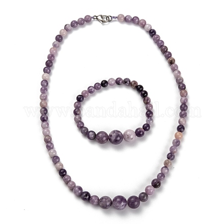 Colliers de perles graduées en phlogopite naturelle et ensembles de bijoux de bracelets extensibles SJEW-H304-01C-1