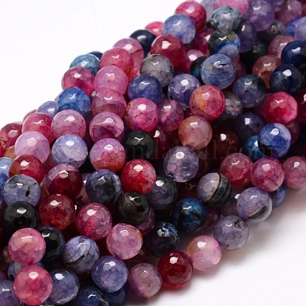 Chapelets de perles rondes à facettes en agate naturelle teintée G-E320E-8mm-02-1