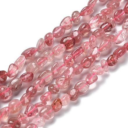 Chapelets de perles aux fraises en quartz naturel G-P497-01A-07-1