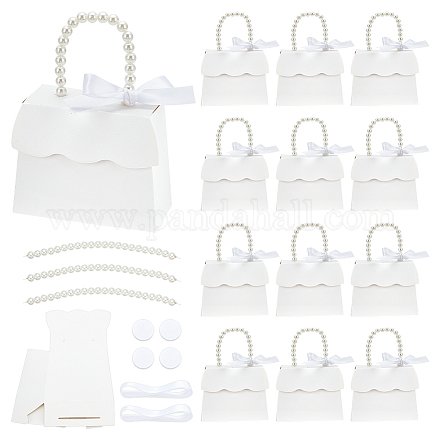 Подарочная коробка из бумаги трапециевидной формы с пластиковыми ручками под жемчуг CON-WH0092-65A-1