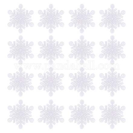 不織布刺繍パッチ  アップリケ  ミシンクラフト装飾  スノーフレーク  ホワイト  62x55x1mm  24個/箱 DIY-FG0003-70-1