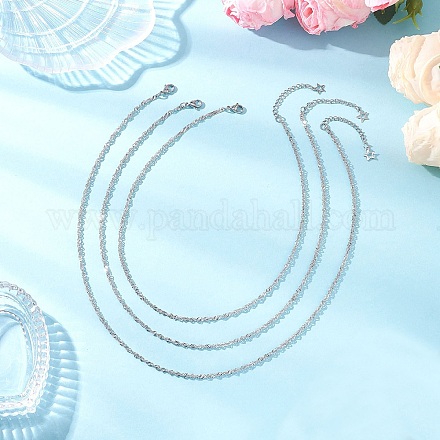 Однослойные ожерелья из сингапурской цепи из нержавеющей стали 304 для женщин NJEW-JN05479-1