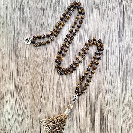 Натуральные бусины-мала с тигровым глазом FS-WG93CBE-04-1