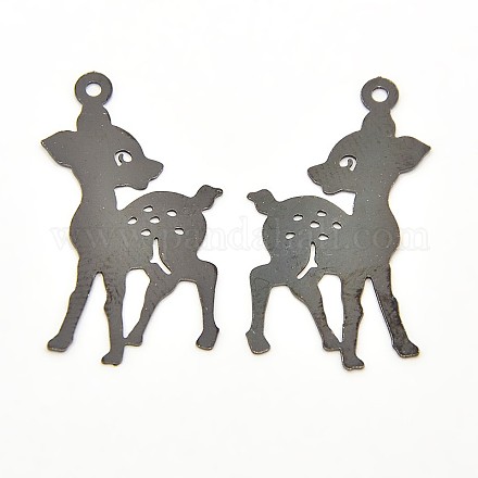 Brass Etched Metal Embellishments Animal Pendants KKC-J002-03B-1