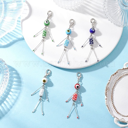 Подвесные украшения ручной работы из лэмпворка и стеклянных бусин HJEW-MZ00393-1