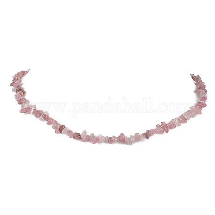Collana di perline di quarzo rosa naturale NJEW-JN04615-13-1