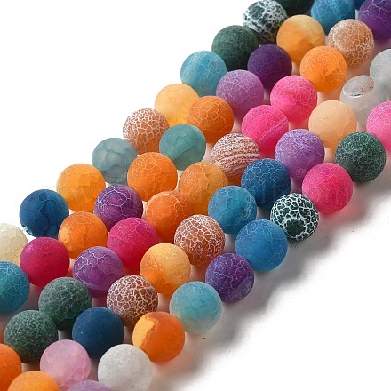 Natural Crackle Agate Beads Strands G-G055-8mm-9-1