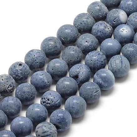 Naturelles bleus de perles de corail brins G-R432-14-10mm-1
