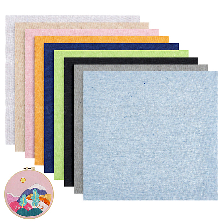 18 Sheets 9 Colors Linen Fabric DIY-FG0004-46-1