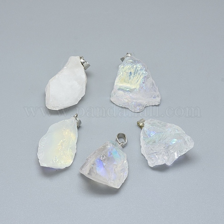 Electroplate Natural Crystal Pendants G-S282-15A-1