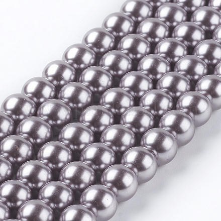 Eco-Friendly Dyed Glass Pearl Round Beads Strands HY-A002-8mm-RB017-1