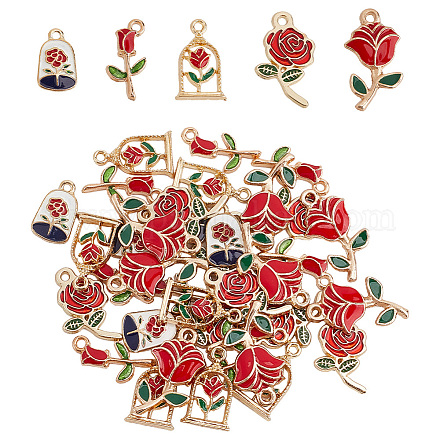 50шт 5 стиля подвески из сплава с эмалью ENAM-DR0001-07-1