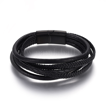 Leather Cord Multi-Strand Bracelets BJEW-E352-41B-1