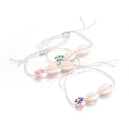 Cordon de coton ciré chinois bracelets de perles tressées BJEW-JB04104-1