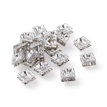 Abalorios de latón Diamante de imitación espaciador RB-A013-8x8-01P-1
